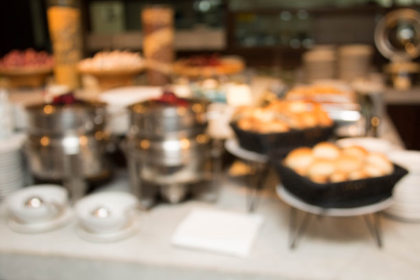 餐厅自助模糊食物。关闭了。图片下载