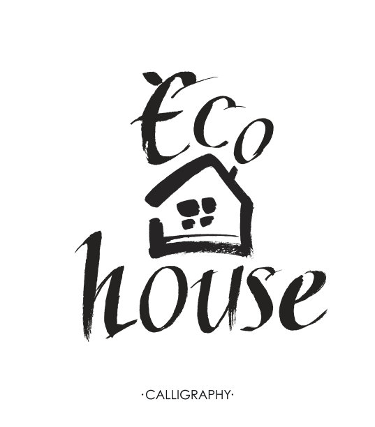 手写字体排版海报。书法引用生态之家。向量。图片下载