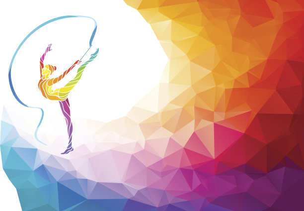 创造性的剪影体操女孩。艺术体操的丝带图片下载