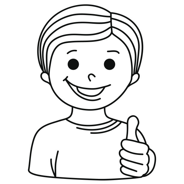 卡通微笑男孩竖起大拇指图片下载