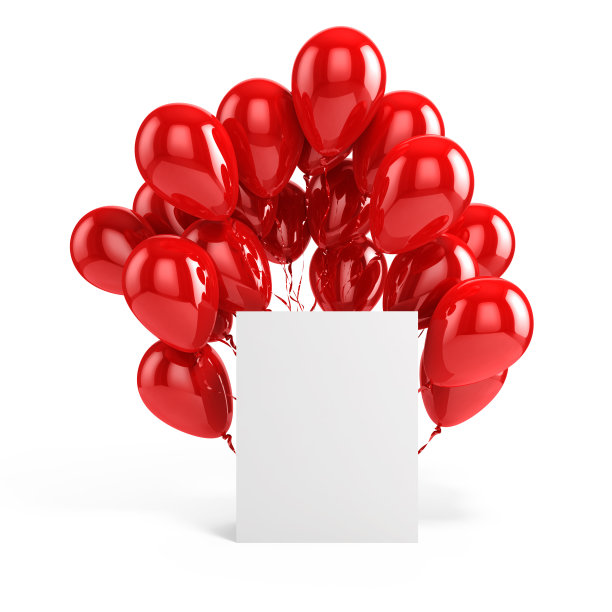 3d气球和空白盒子图片下载