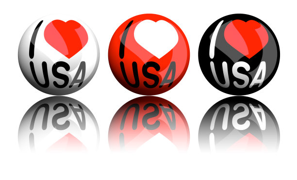 我喜欢美国球体3D渲染图片下载