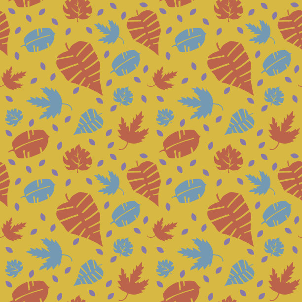 无缝图案与秋叶在复古风格。图片下载