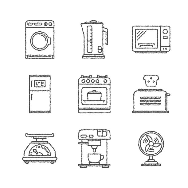 一组矢量家用电器图标和概念图片下载