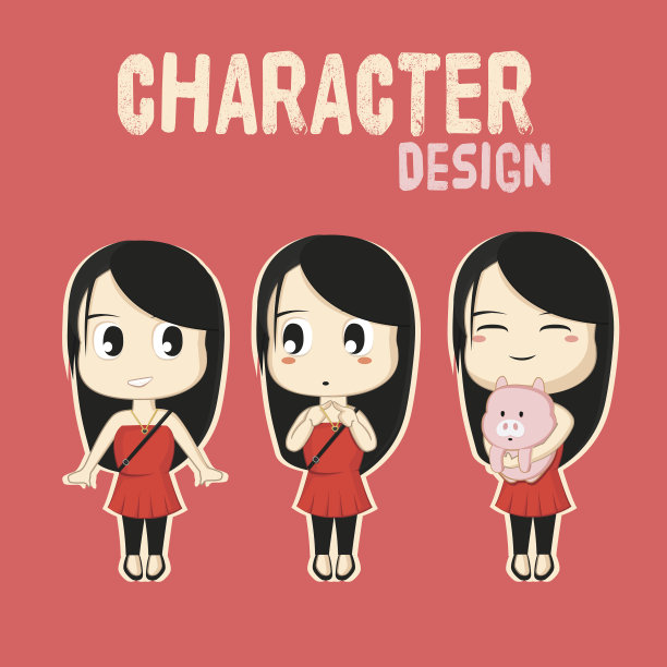 可爱女孩的性格与不同的风格。插图。平面向量孤立。图片下载