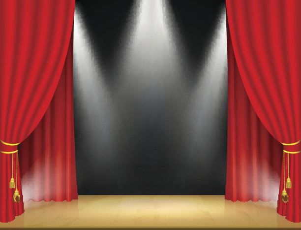 带有聚光灯和红幕的剧场舞台。图片下载