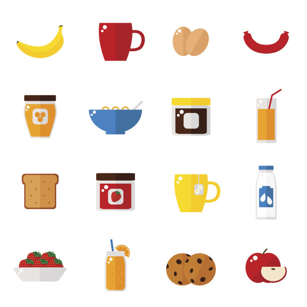 早餐图标孤立在白色背景上。图片下载
