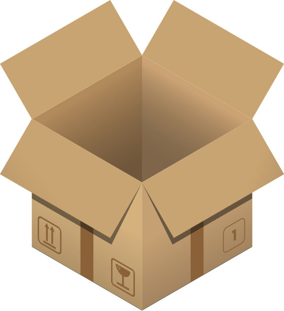 打开白色背景的盒子。邮政服务。图片下载