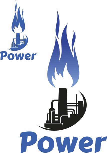 炼油厂和蓝色火焰的图标图片下载