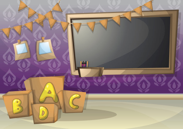 卡通矢量插图室内儿童房与分层图片下载