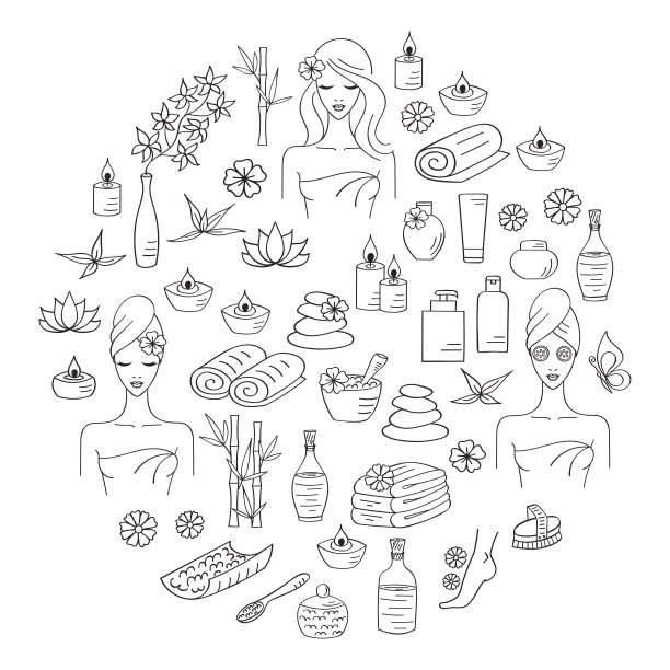 水疗手绘涂鸦图标。图片下载