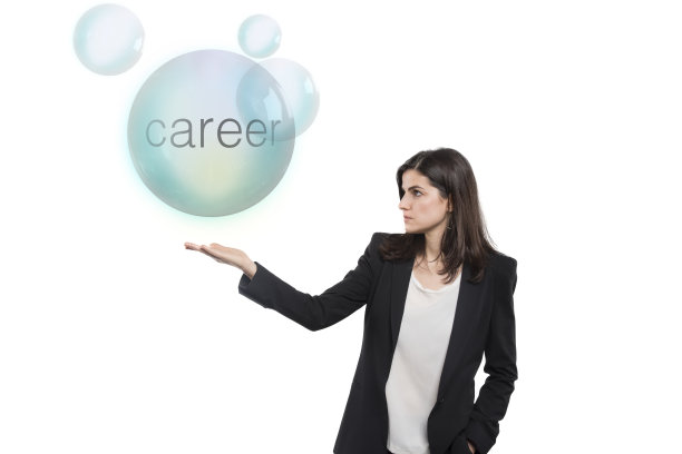 年轻的女商人正在考虑她的事业图片下载