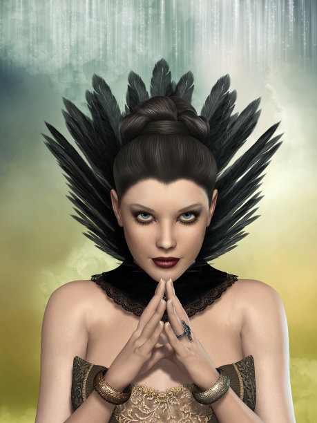 3d女孩与花在头发图片下载