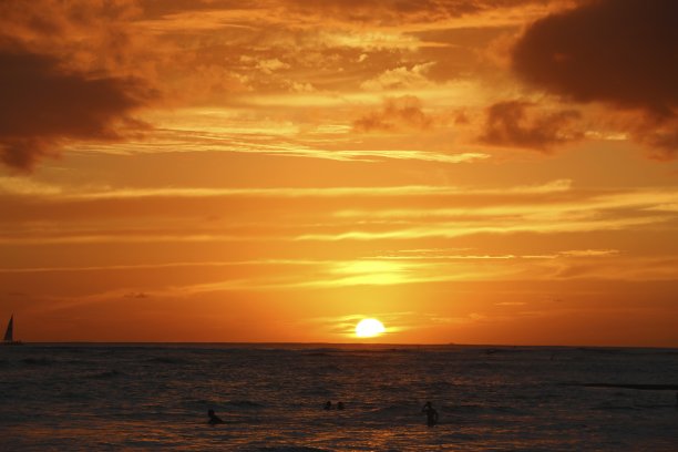 威基基海面上的日落图片下载