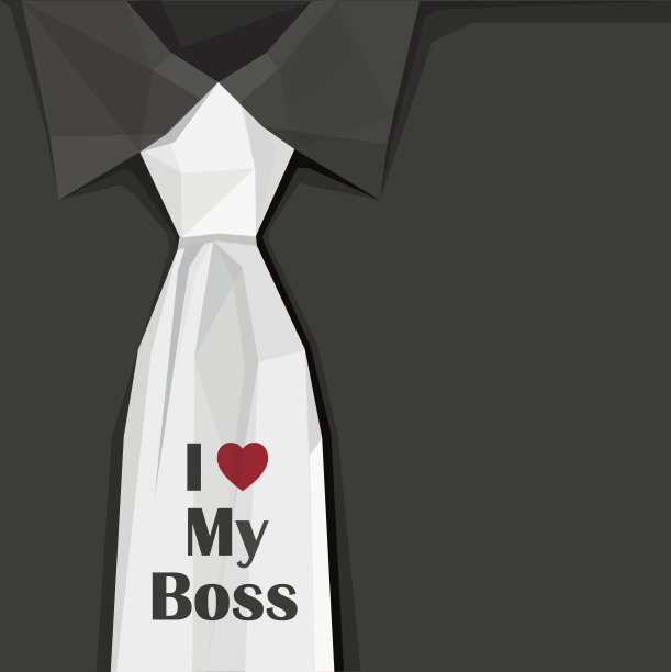 我喜欢我的老板概念矢量插图与白色领带图片下载