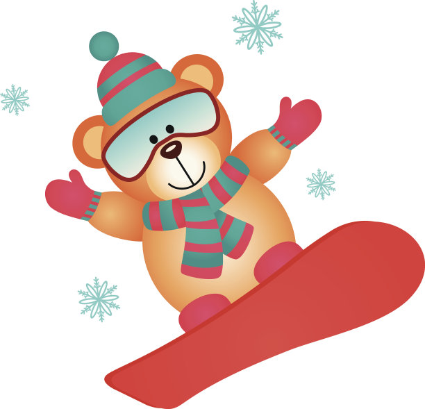 滑雪板上的泰迪熊图片下载