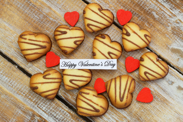 心形巧克力饼干祝你情人节快乐图片下载