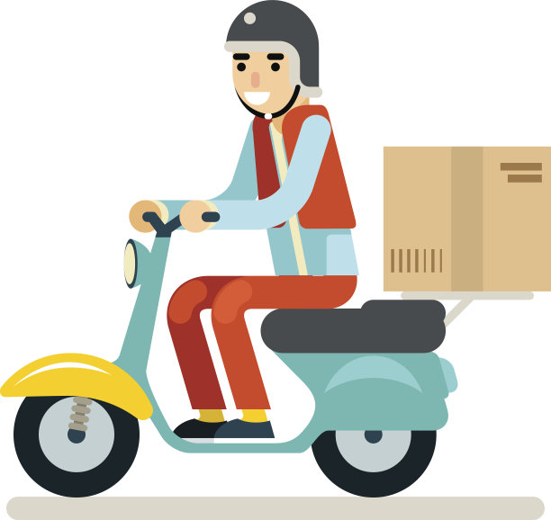 送货快递摩托车摩托车盒子符号图标概念隔离图片下载