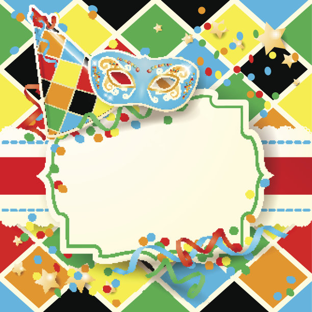 嘉年华插图与帽子和面具上的小丑背景图片下载