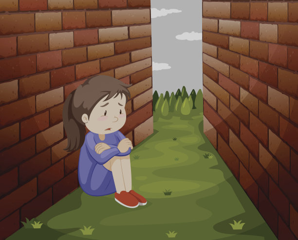 悲伤的女孩坐在地上图片下载