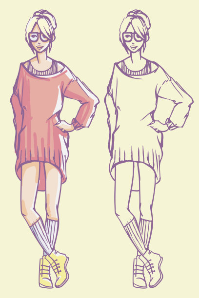 潮女郎时尚插画图片下载