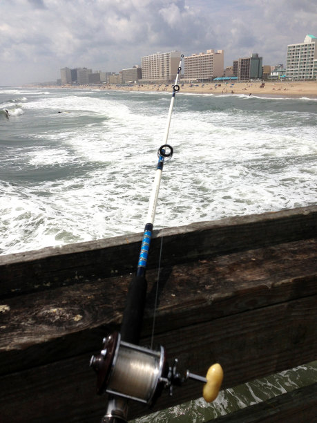 弗吉尼亚海滩码头上的钓竿图片下载