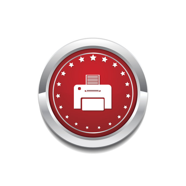 打印机红色矢量图标按钮图片下载