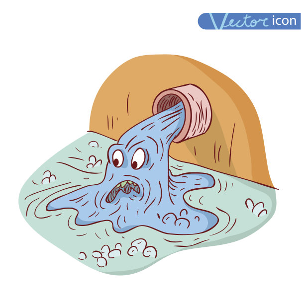 垃圾污染水域，向量图片下载