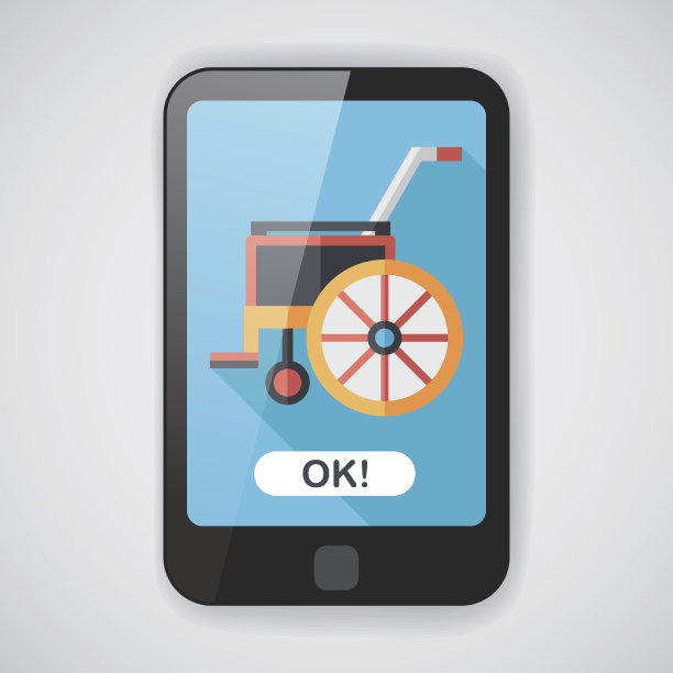 轮椅平面图标与长影子图片下载