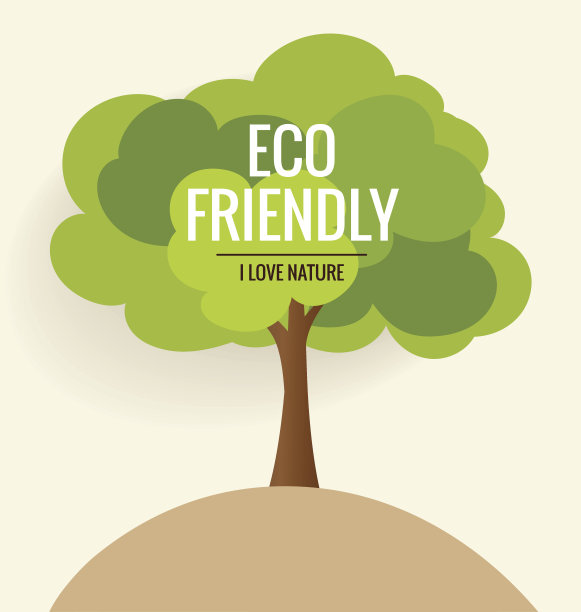 生态友好。以树为背景的生态学概念。矢量插图图片下载
