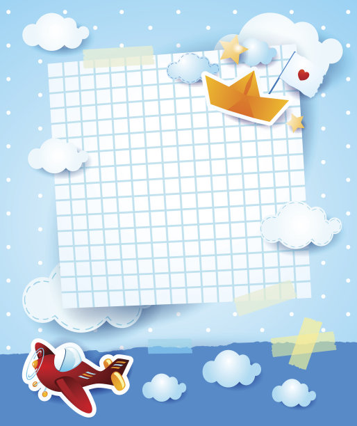 用飞机和纸船邀请宝宝参加派对图片下载