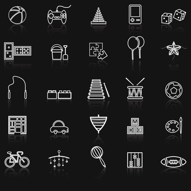 玩具线条图标白色背景反射图片下载