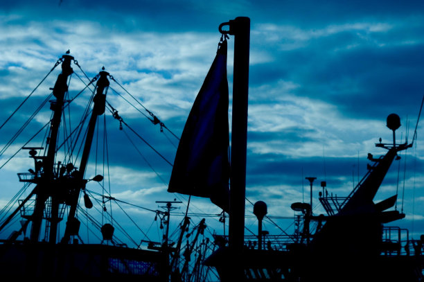 夜晚桅杆的轮廓显现出来图片下载