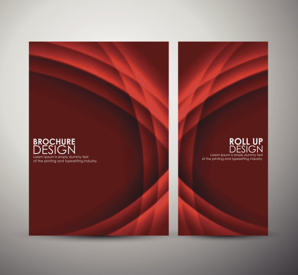 商业宣传册设计抽象曲线或背景模板卷起来。图片下载