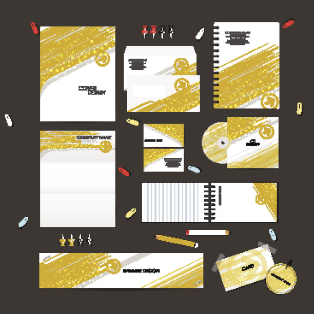 文具模板设计集与箭头技术的背景。图片下载