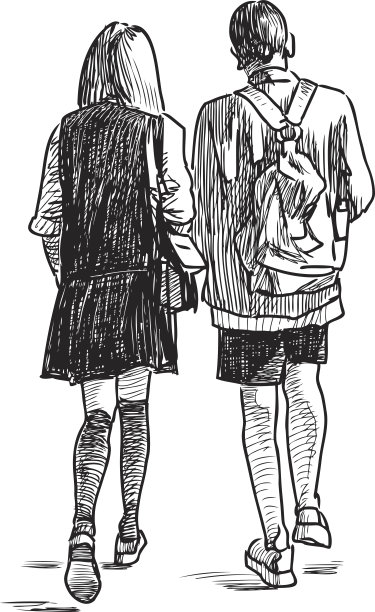 年轻夫妇散步图片下载