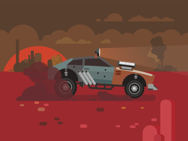 驾驶快速复古汽车穿越沙漠图片下载