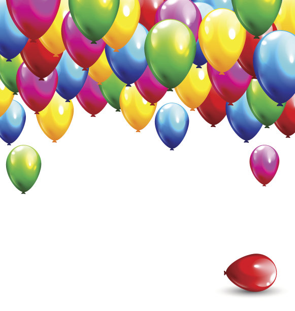 彩色充气气球孤立在白色上图片下载