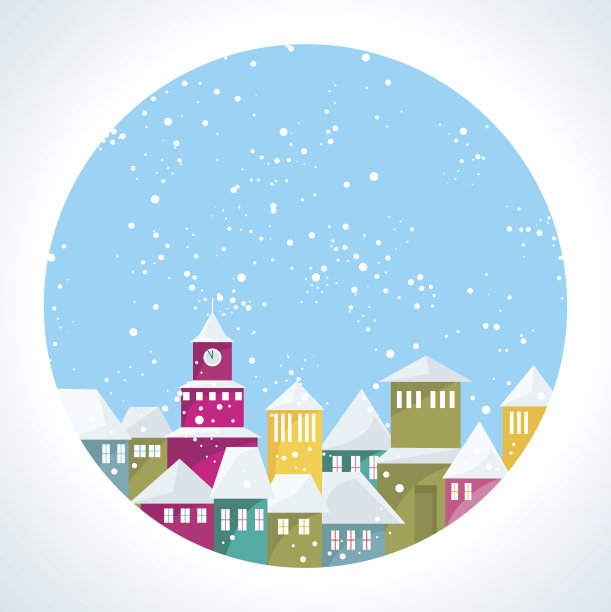 冬季冰雪覆盖的城镇景观图片下载