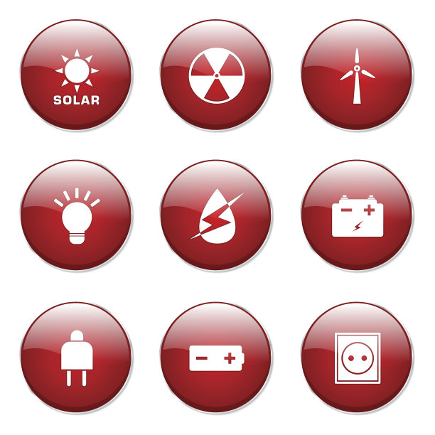 能源标志和象征红色矢量按钮图标图片下载