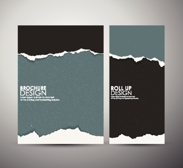 摘要商业宣传册设计模板撕纸或卷起来。素材图片