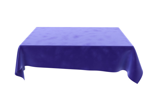 蓝色丝绒长方形台布，用于桌子上隔离白色图片下载