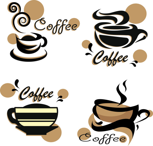 向量集的咖啡杯图标，程式化的草图符号图片下载