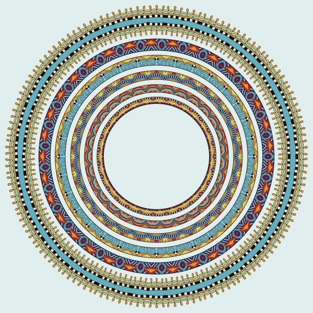 一套圆形几何框架，圆形边框装饰，矢量图片下载