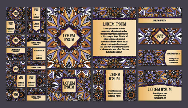 大模板集。名片、请柬和横幅。图片下载