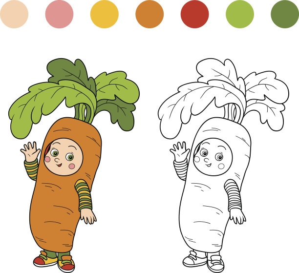 儿童涂色书:万圣节人物(胡萝卜服装图片下载