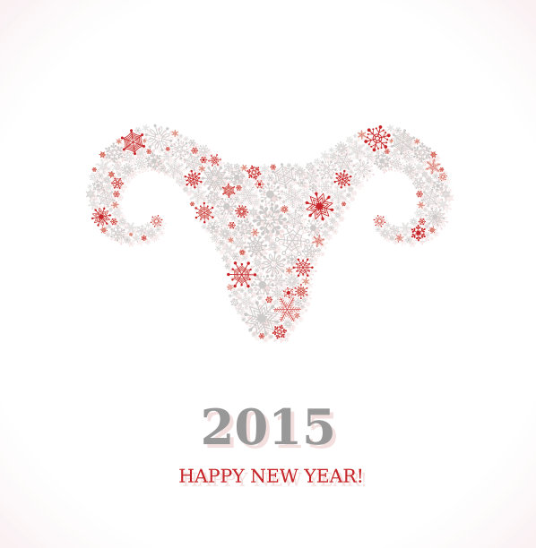 白色背景上的雪花做成的山羊图片下载