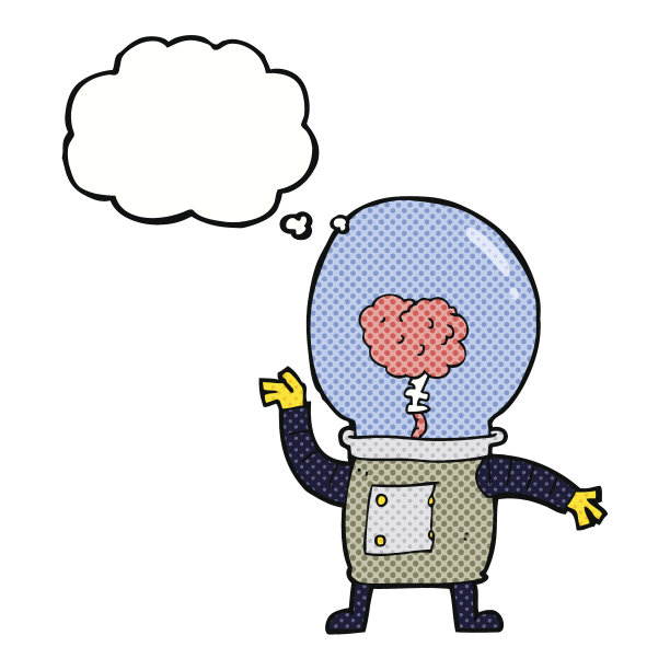 带有思想泡泡的卡通机器人图片下载