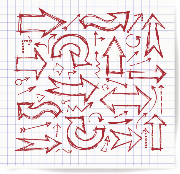 红笔素描箭头系列为您的设计图片下载