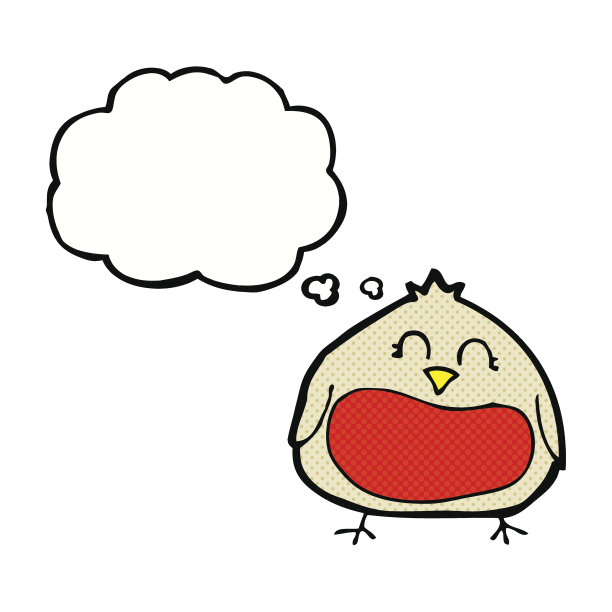 滑稽卡通圣诞罗宾与思想泡泡图片下载